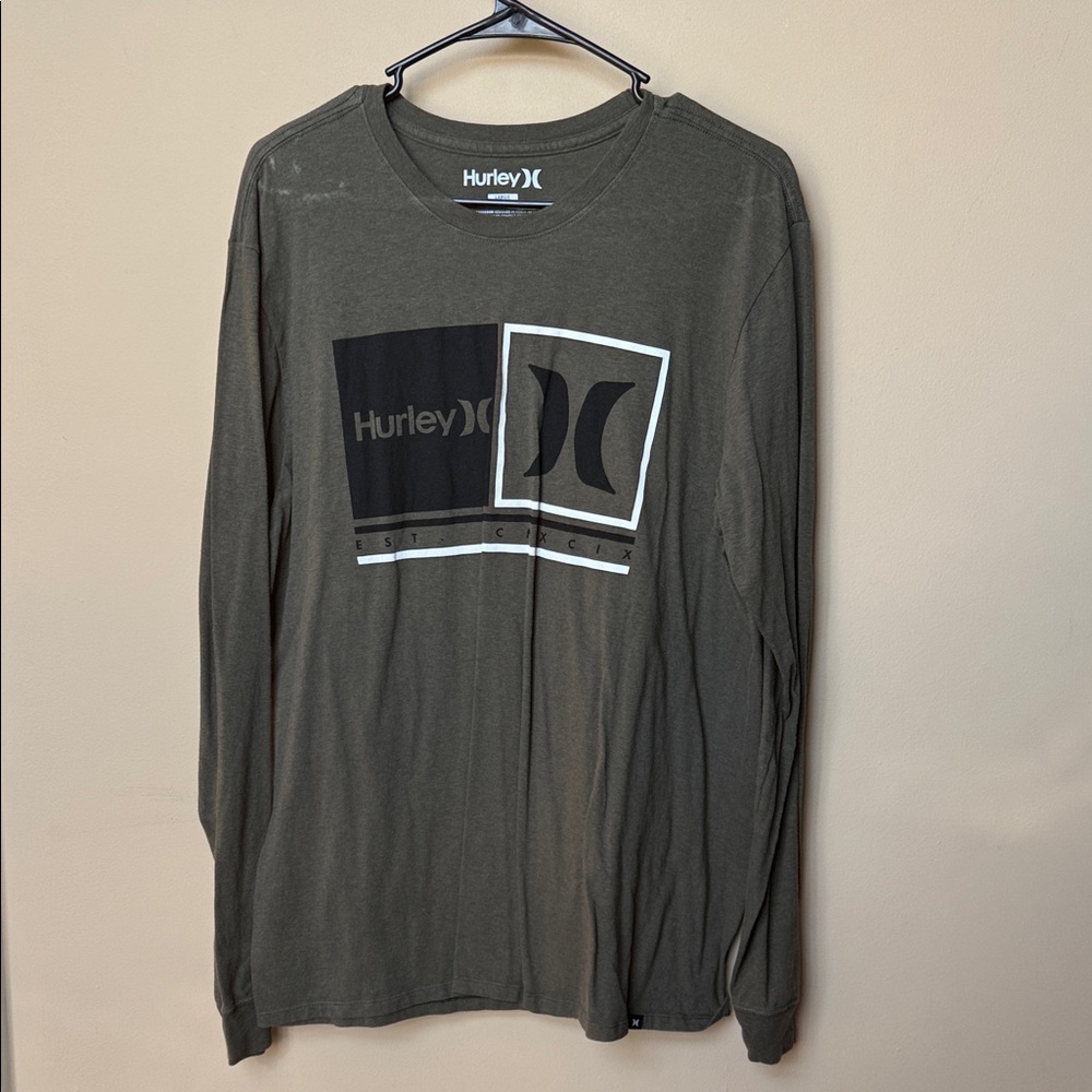 Hurley Men's Dark Green Graphic Long Sleeve Tee